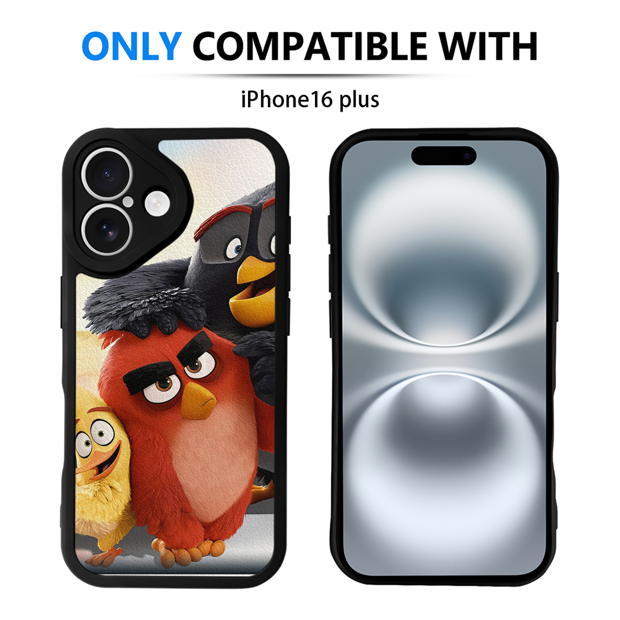 （画像用） Angry Birds アングリーバード 【iPhone 16シリーズ対応】シリコンスマホケース（レザー調） 材質：シリコン
